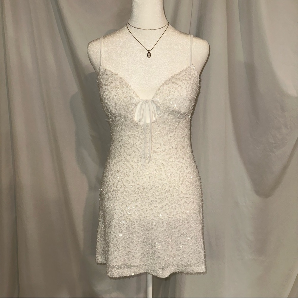 B Darlin White Sequin Mini Dress